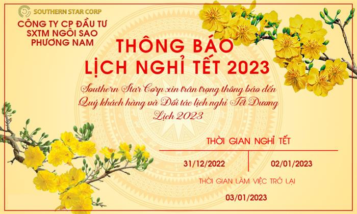 THÔNG BÁO LỊCH NGHỈ TẾT DƯƠNG LỊCH 2023 